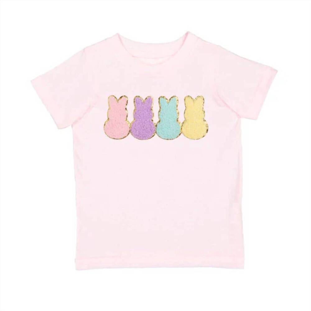 NEW SWEET WINK kid's easter peeps patch short sleeve t-shirt in ballet pink
